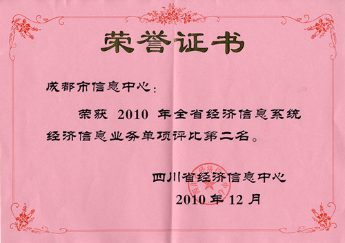2010年全省经济信息系统经济信息业务单项评比第二名_副本.jpg